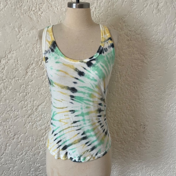 NWT- SPRWMN Tie Dye Green Cotton Tank Top Women's Medium, Colorful Boho - Picture 3 of 8